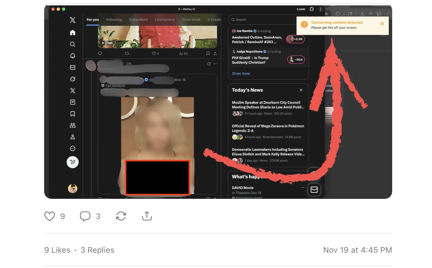 Screenshot showing Ever Accountable content detection
